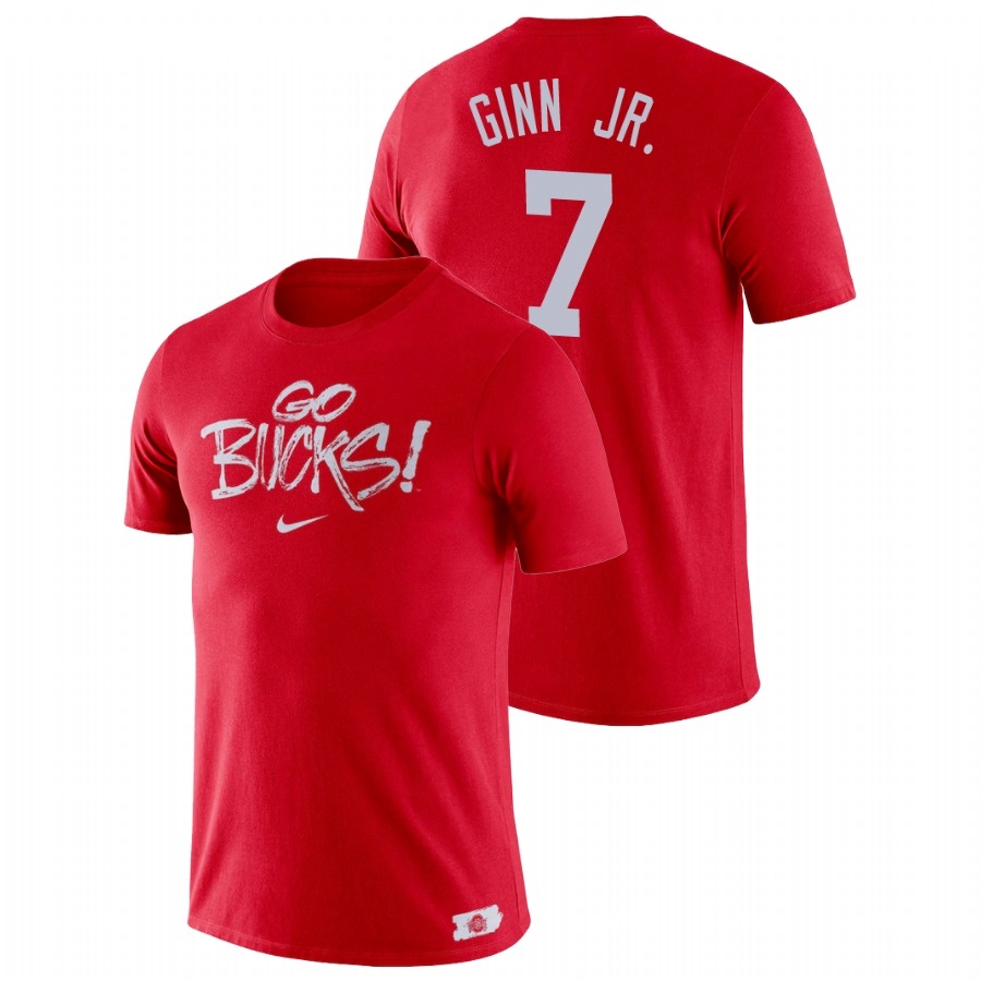 Ohio State Buckeyes Men's NCAA Ted Ginn Jr. #7 Scarlet Brush Phrase College Football T-Shirt GJO0149FC